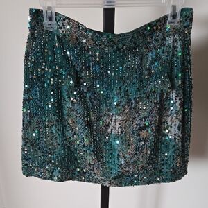 River Island Teal Sequin Mini Skirt